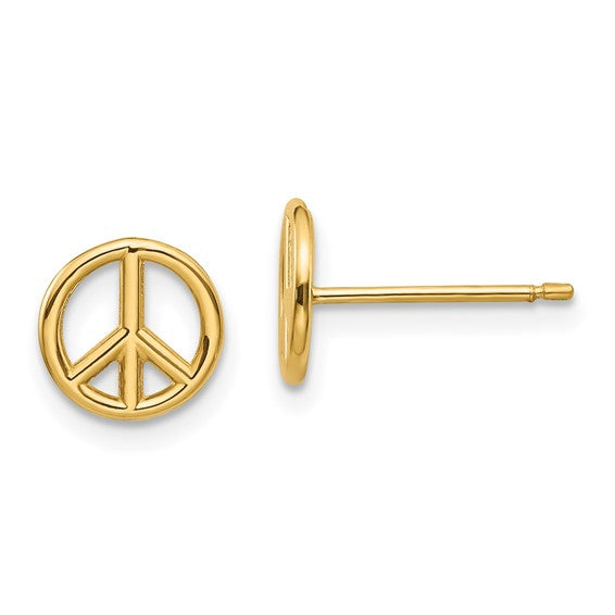 14K Polished Peace Symbol Post Earrings