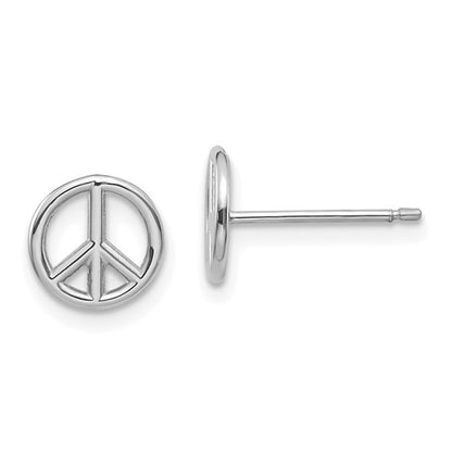 14K White Gold Polished Peace Symbol Post Earrings