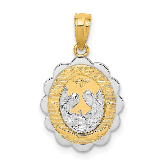 14K Two-tone W/Rhodium Baptism Pendant