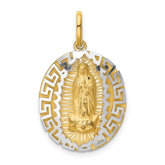 14k Two-Tone Our Lady Of Guadalupe Semi-solid Pendant