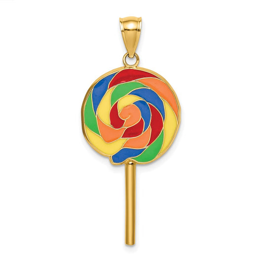 14K w/Multi-Color Enamel 3-D Lollipop Charm