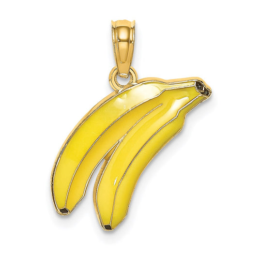 14K w/ Enamel 2-D Bananas Charm