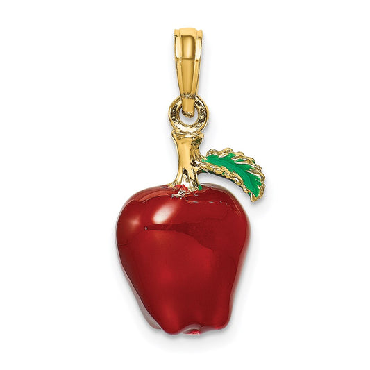 14K w/ Enamel 3-D Red Delicious Apple Charm