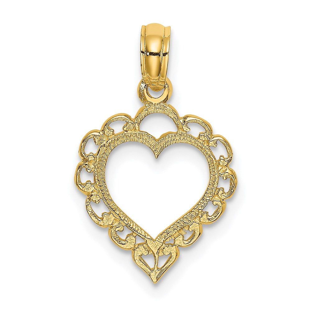 14K Heart w/ Lace Trim Charm