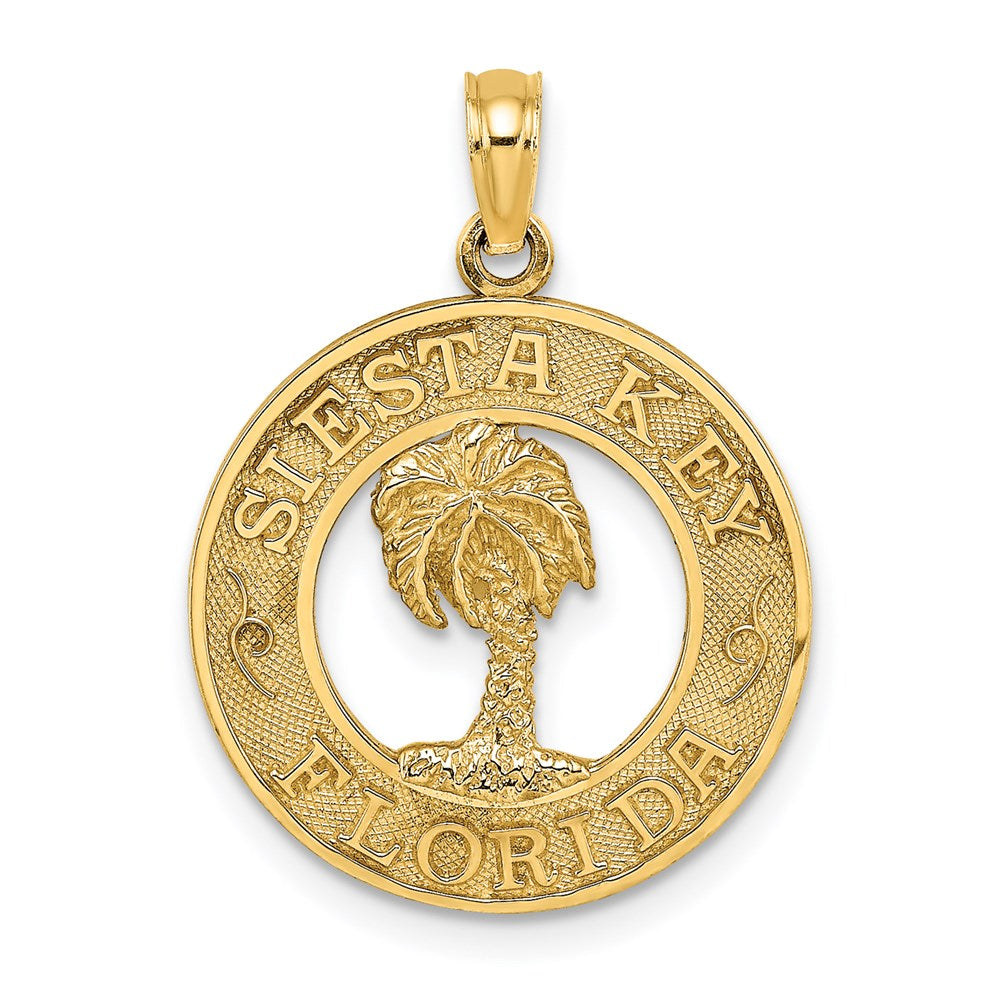 14K SIESTA KEY FLORIDA w/Palm Tree Circle Charm