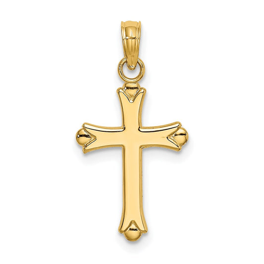14K 2-D Polished Cross Charm