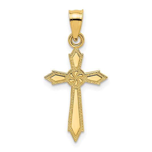 14K w/ Engraved Edges Cross Charm