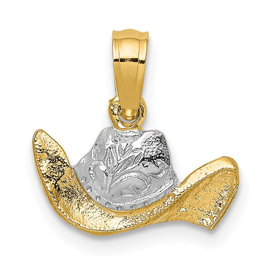 14k w/ Rhodium Cowboy Hat Charm