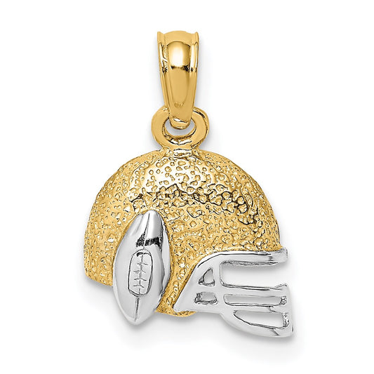 14k w/Rhodium Football Helmet Charm