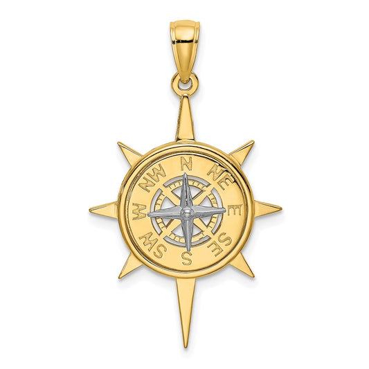 14K Two-Tone Star w/ Nautical Compass Charm
