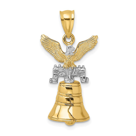 14k w/Rhodium 3D Moveable Liberty Bell w/Eagle Top Charm