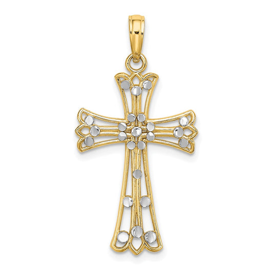 14K w/Rhodium D/C Cross Charm