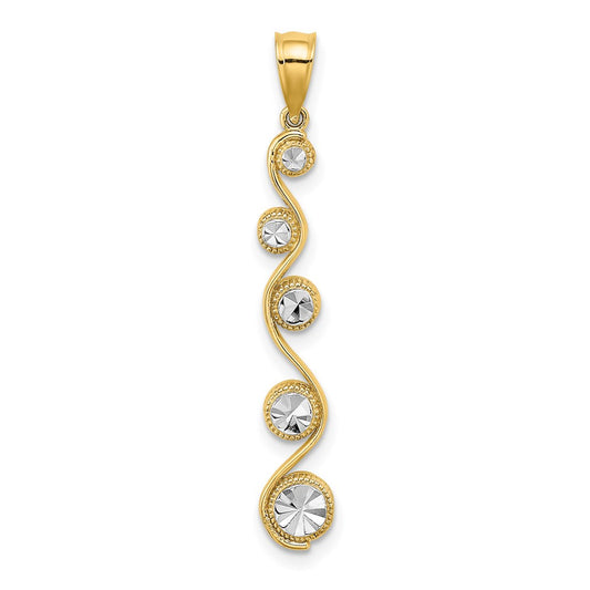 14K w/Rhodium D/C Diagonal Swirl Charm