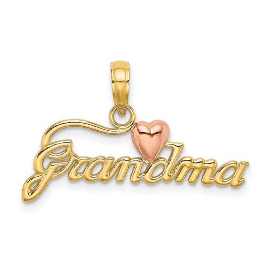 14k Two-Tone GRANDMA w/ Heart Charm