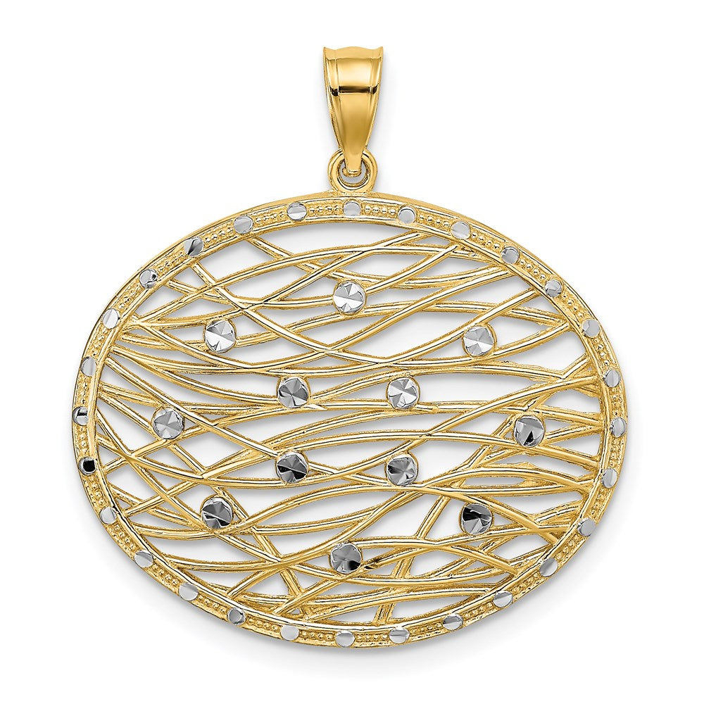 14K w/Rhodium D/C Oval Cut-Out Charm