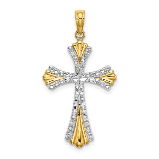 14K w/Rhodium and D/C Reversible Cross Charm