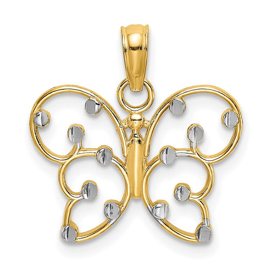 14k w/ Rhodium Butterfly Charm