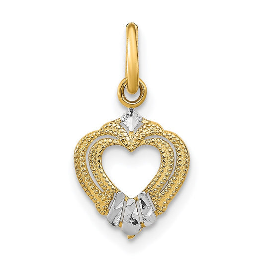 14k w/Rhodium Mini Heart Charm