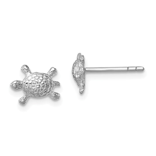 Sterling Silver Rhodium-plated Polished Turtle Post Earrings