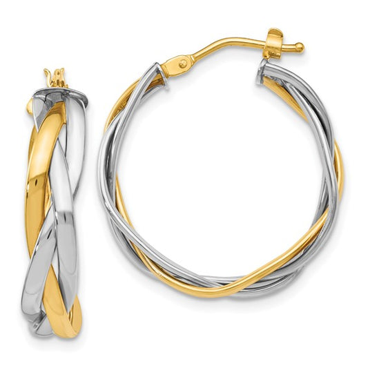 Leslie's 14K Two-tone Braided Hoop Earrings