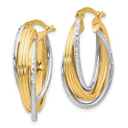 Leslie's 14K Two-tone Polished D/C Hoop Earrings