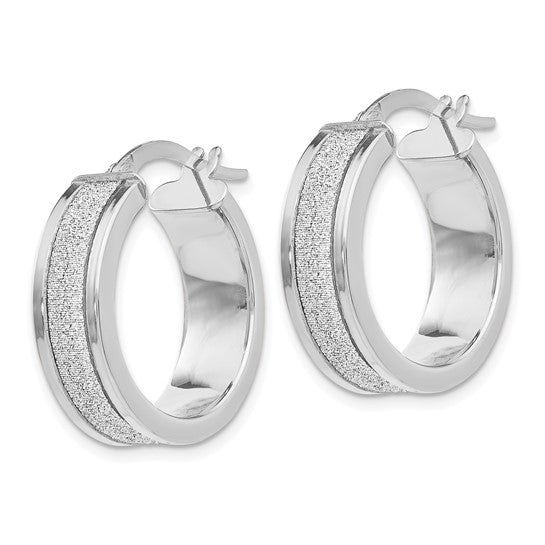 Leslie's 14K White Gold Fancy Glimmer Infused Hoop Earrings