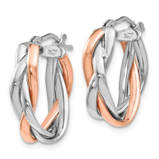 Leslie's 14K White Gold Rose Rhodium-plated Hoop Earrings