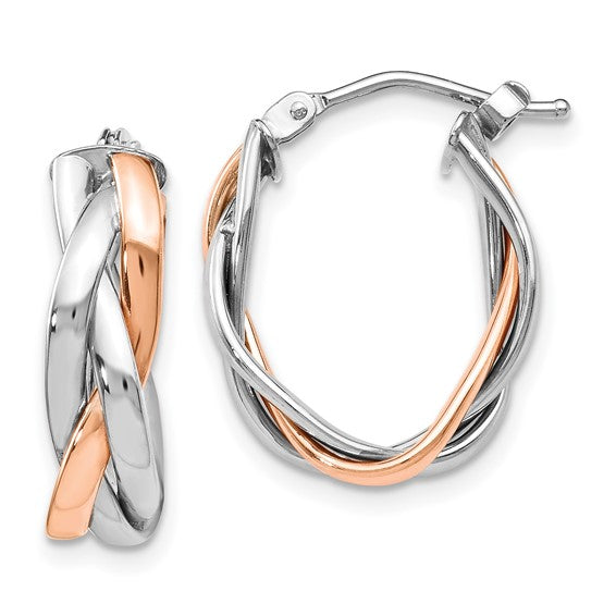 Leslie's 14K White Gold Rose Rhodium-plated Hoop Earrings