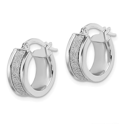 Leslie's 14K White Gold Fancy Glimmer Infused Hoop Earrings