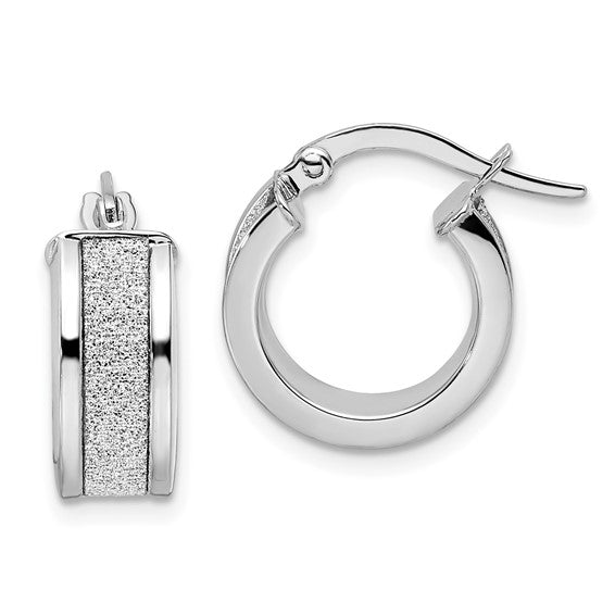 Leslie's 14K White Gold Fancy Glimmer Infused Hoop Earrings