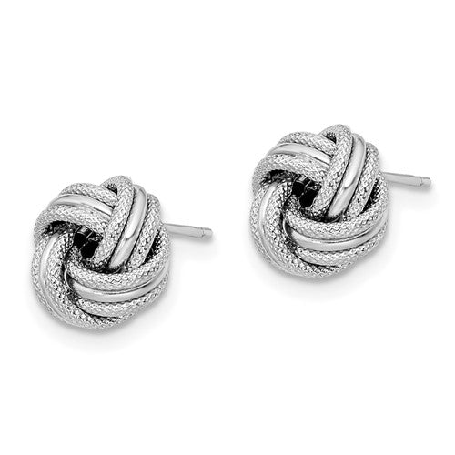 Leslie's 14K White Gold Knot Polished D/C Post Earrings