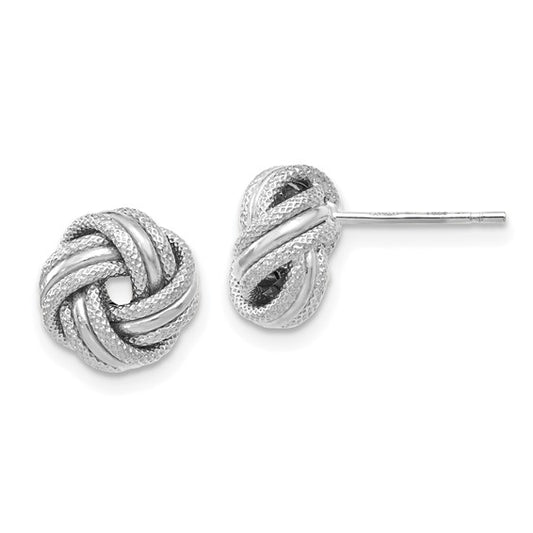 Leslie's 14K White Gold Knot Polished D/C Post Earrings