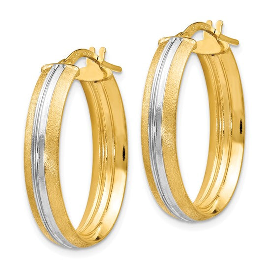 Leslie's 14K Rhodium-plated Textured Hoop Earrings