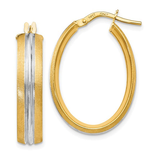 Leslie's 14K Rhodium-plated Textured Hoop Earrings