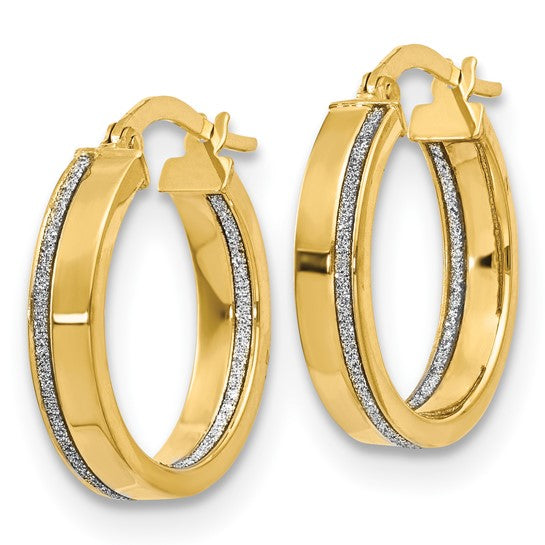 Leslie's 14K Polished Glimmer Infused Hoop Earrings