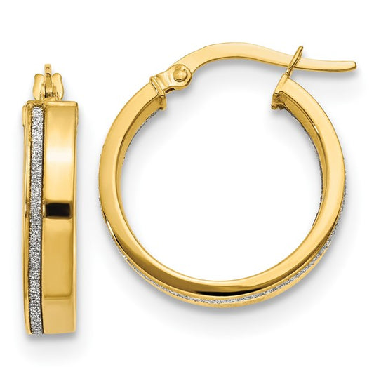 Leslie's 14K Polished Glimmer Infused Hoop Earrings