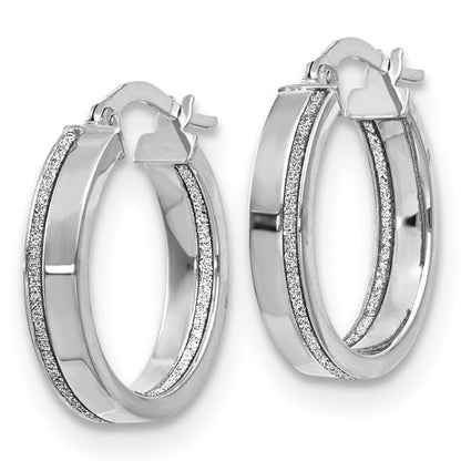 Leslie's 14K White Gold Polished Glimmer Infused Hoop Earrings