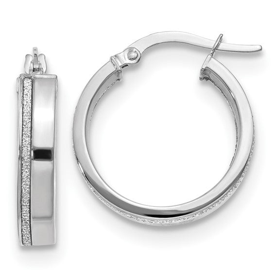 Leslie's 14K White Gold Polished Glimmer Infused Hoop Earrings