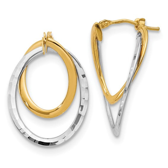 Leslie's 14K with White Rhodium Polished Fancy Hoop Earrings