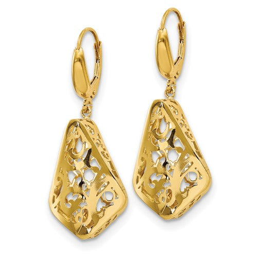 Leslie's 14K Polished Hollow Fancy Leverback Earrings