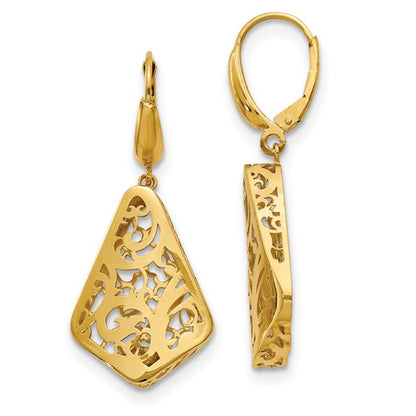 Leslie's 14K Polished Hollow Fancy Leverback Earrings