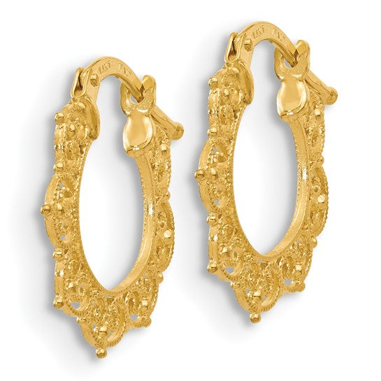 Leslie's 14K Polished Fancy Pattern Hoop Earrings