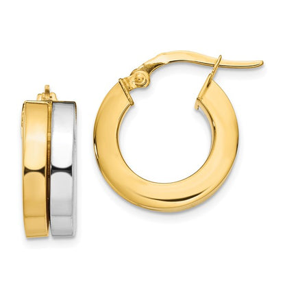 Leslie's 14K Two-tone Polished Hoop Earrings