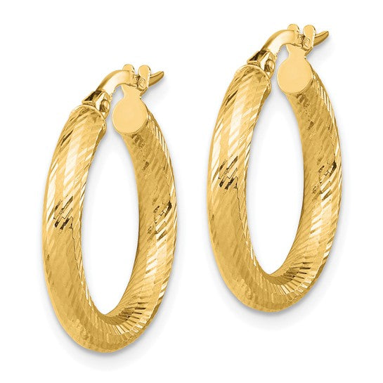 Leslie's 14K 3x15 D/C Round Hoop Earrings