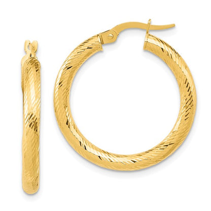 Leslie's 14K 3x20 D/C Round Hoop Earrings