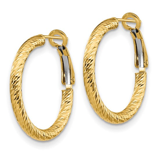 Leslie's 14K 3x20 D/C Round Omega Back Hoop Earrings