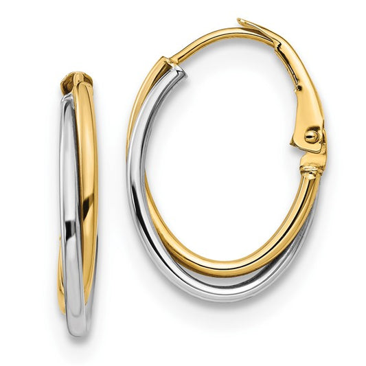 Leslie's 14K Two-tone Polished Hoop Earrings