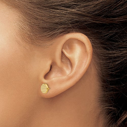 Leslie's 14K Polished and Textured Disc Post Earrings