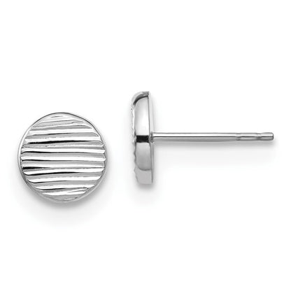 Leslie's 14K White Gold Polished and Textured Small Disc Post Earrings