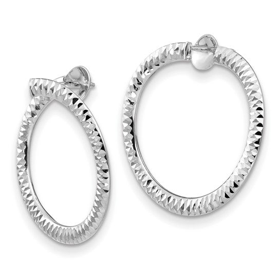 Leslie's 14K White Gold Polished and D/C Flexible Post Hoop Earrings